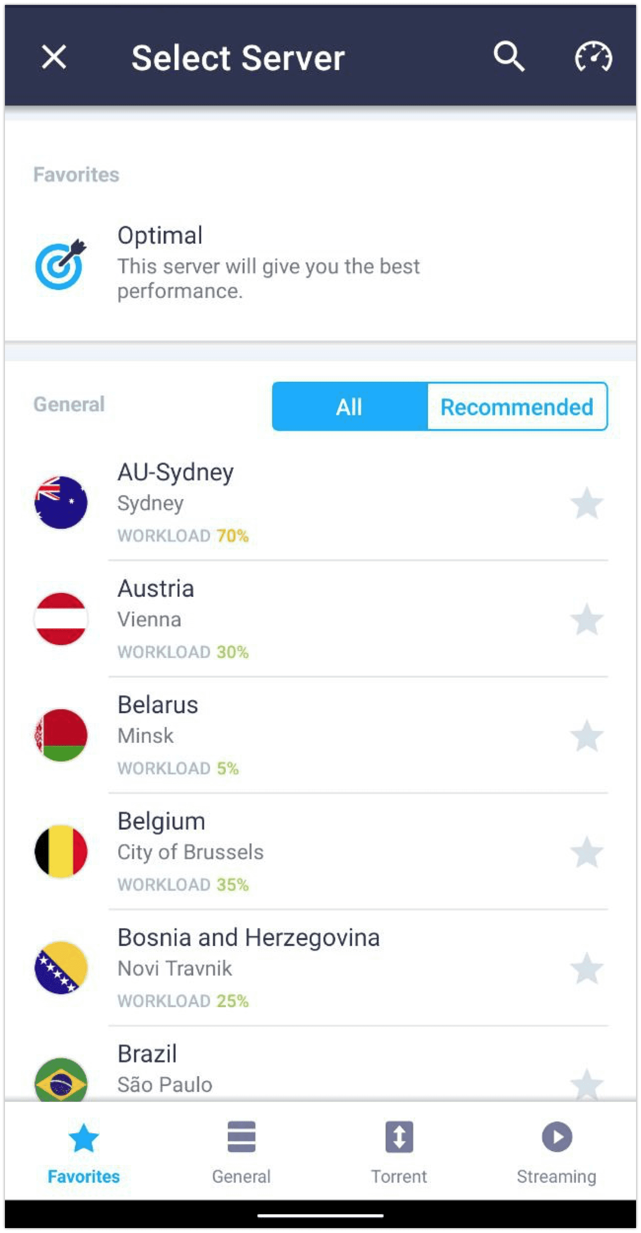 Change VPN server location