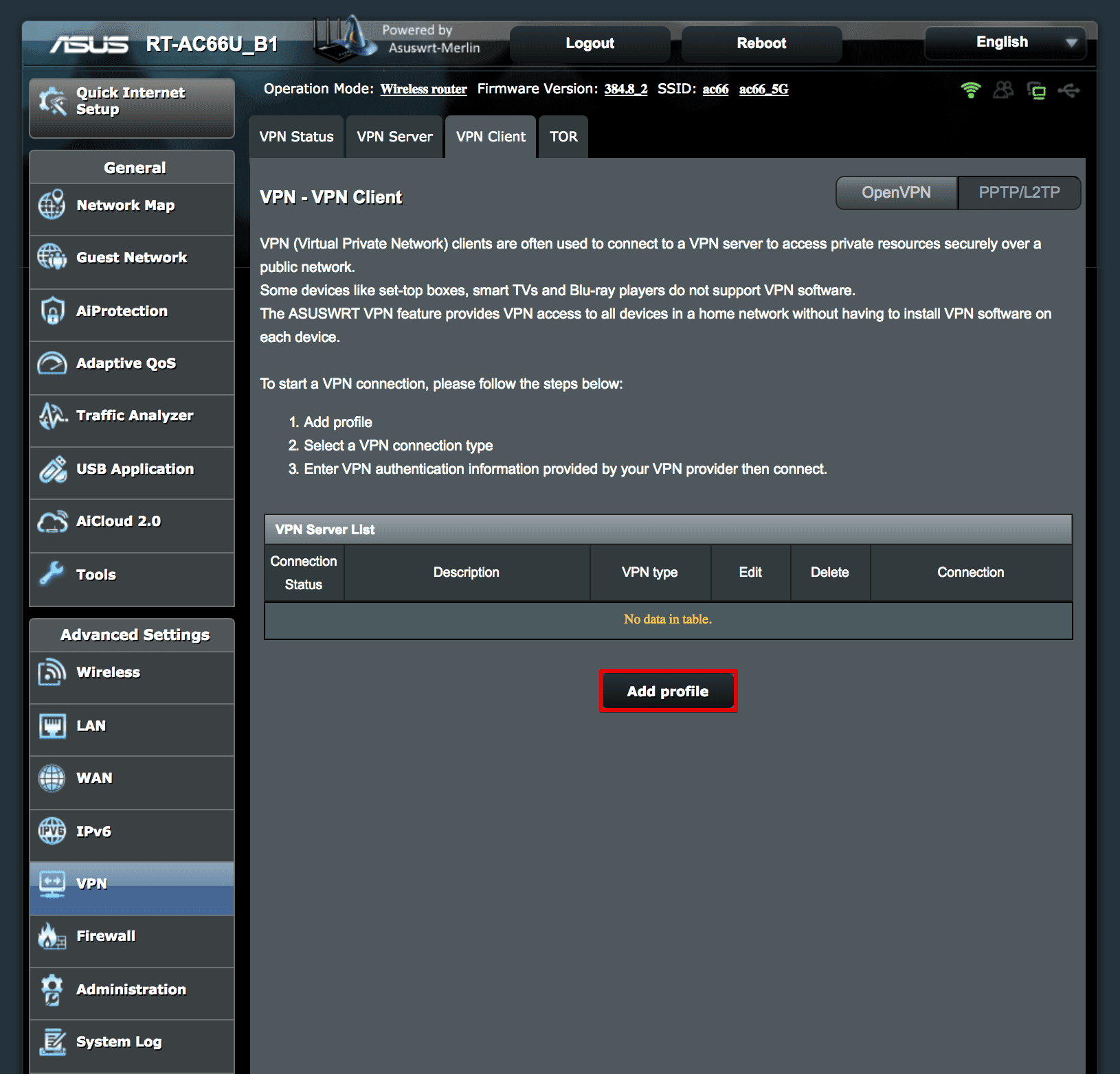 L2TP VPN client: Add profile